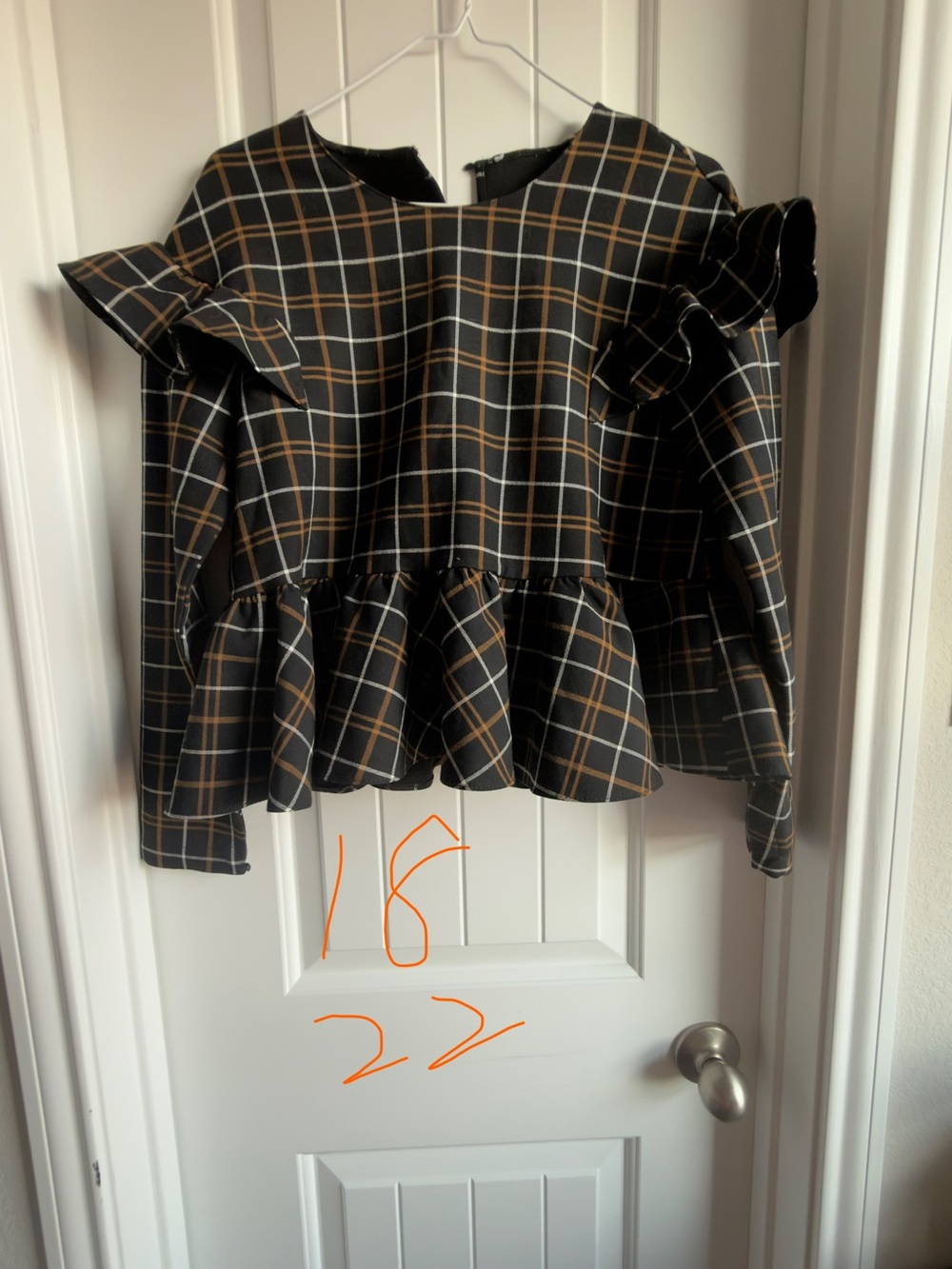 Zara Black Plaid Ruffle Peplum Top